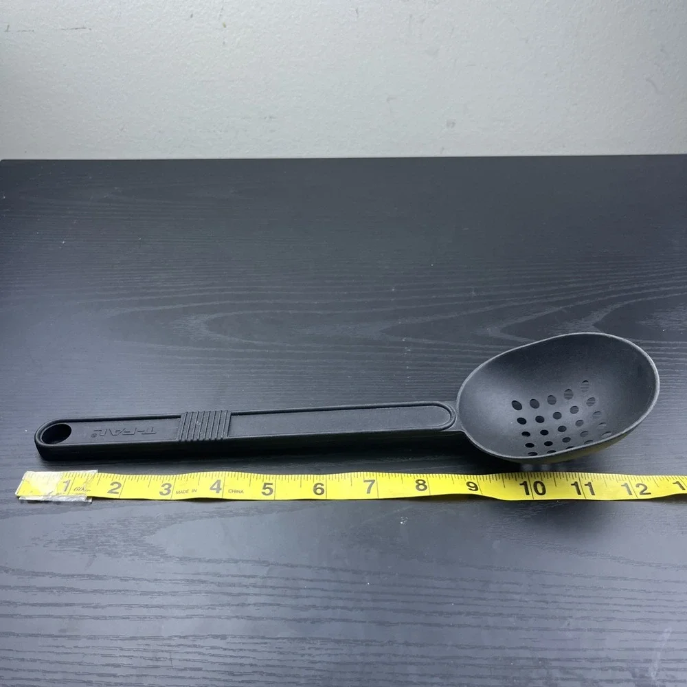 T-Fal Slotted Spoon Black Deep Scoop Straining Draining Serving Spoon Canada